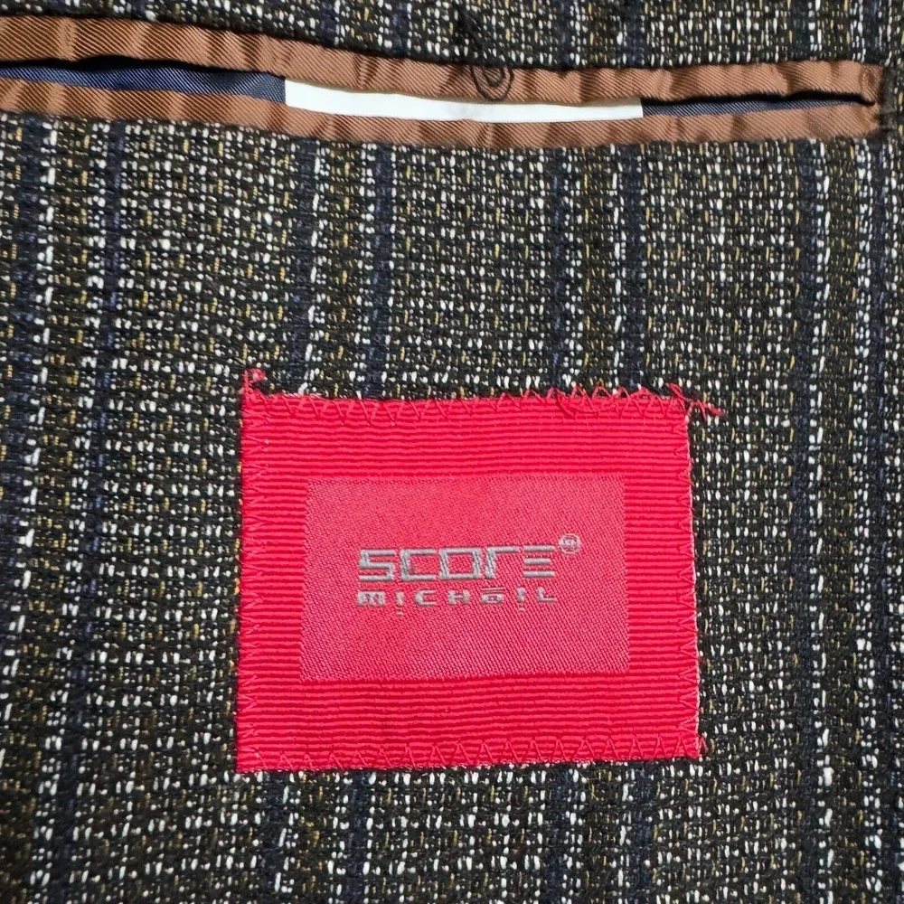 Score Michael Blazer Sport‎ Coat Mens 54 (40R) Linen Stretch Brown Stretch
